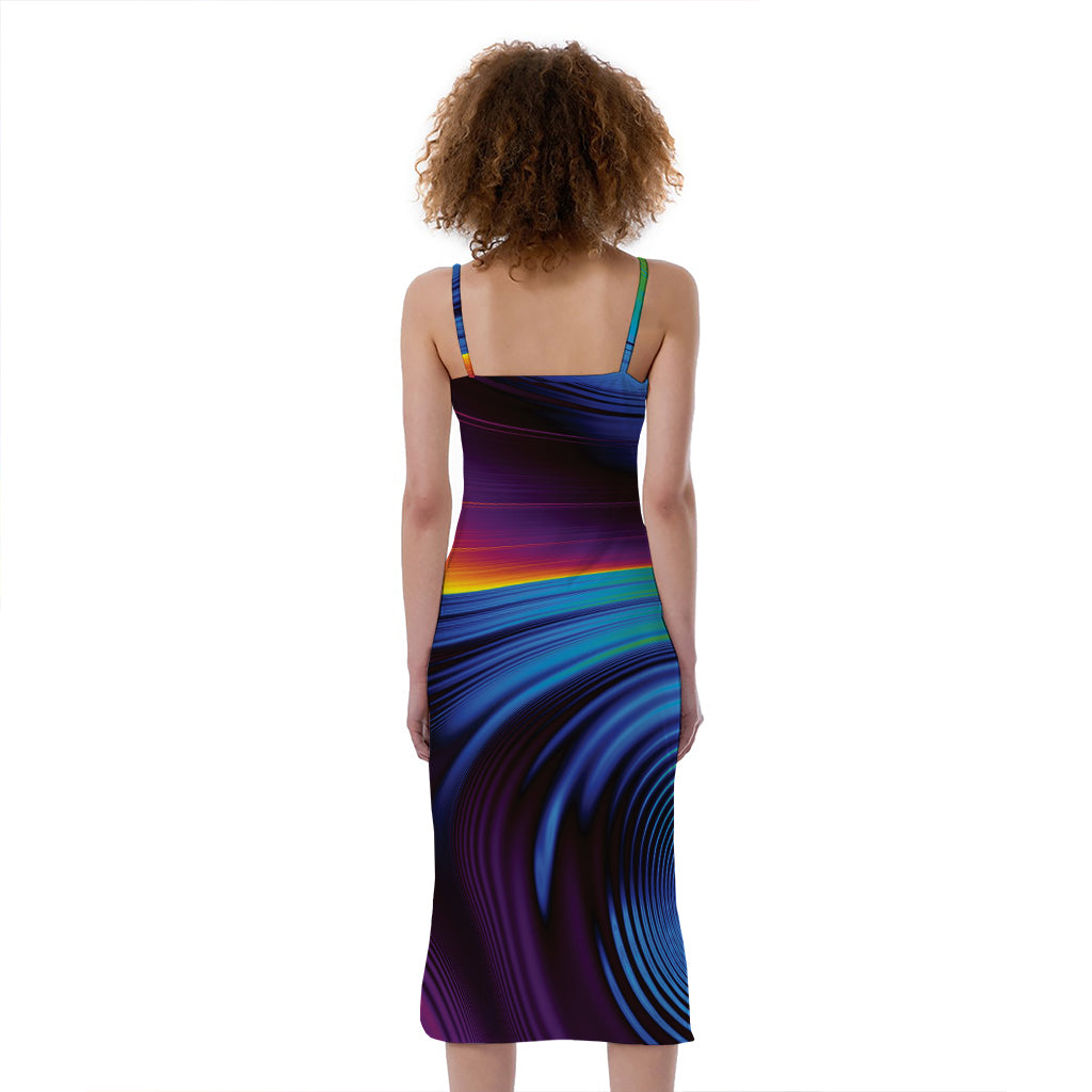 Colorful Psychedelic Print Slim Fit Midi Cami Dress