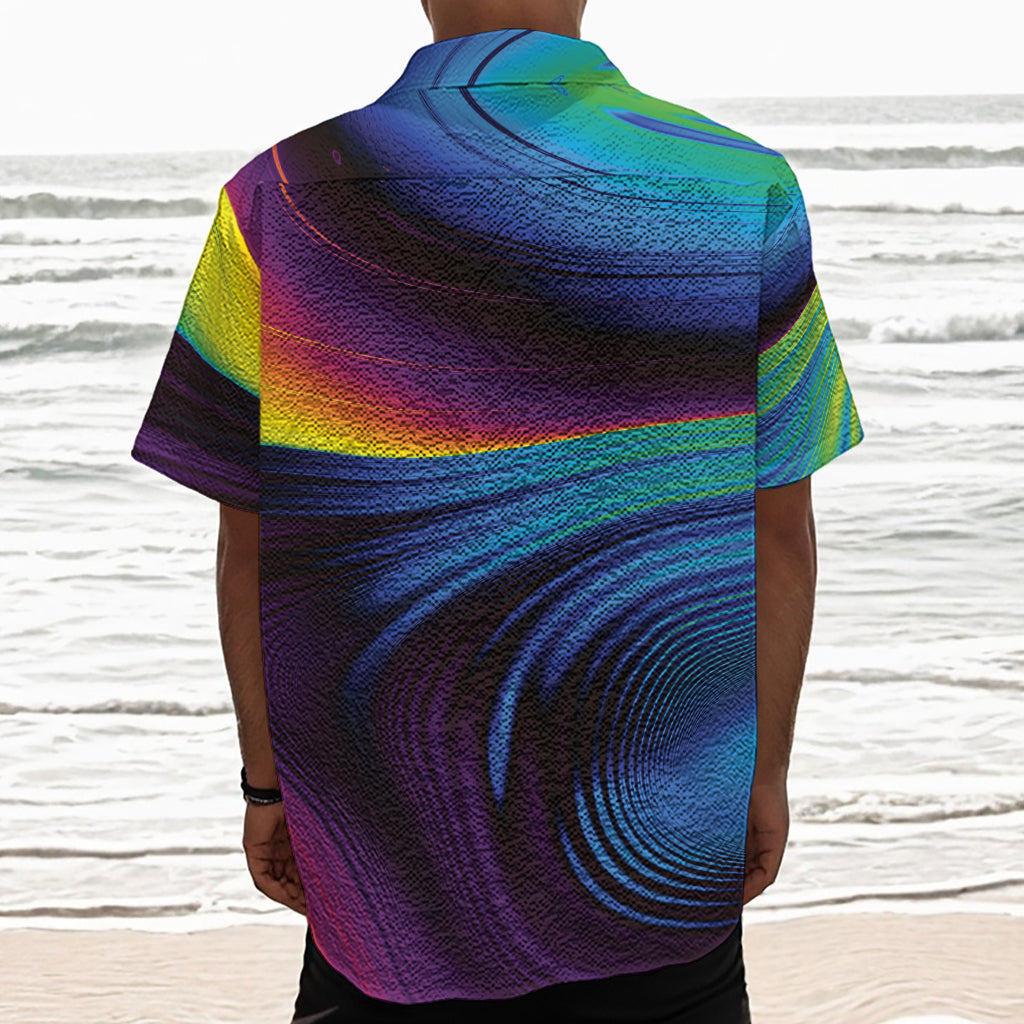 Colorful Psychedelic Print Textured Short Sleeve Shirt