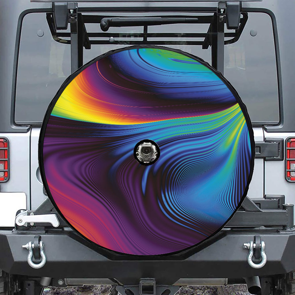 Colorful Psychedelic Print Tire Cover With Camera Hole