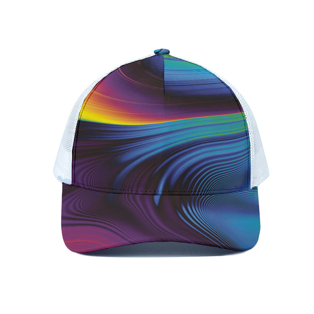 Colorful Psychedelic Print White Mesh Trucker Cap