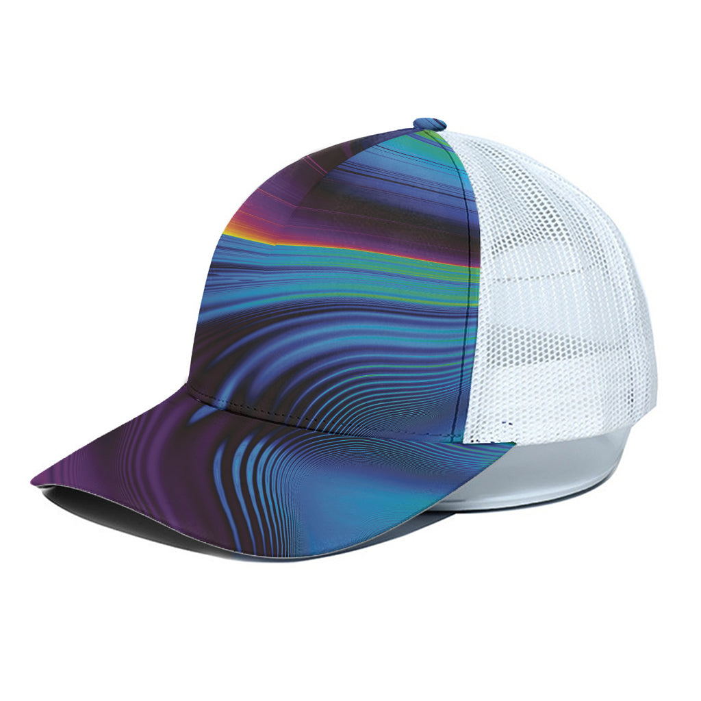 Colorful Psychedelic Print White Mesh Trucker Cap