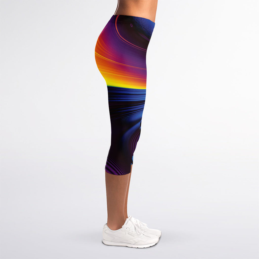 Colorful Psychedelic Print Women's Capri Leggings