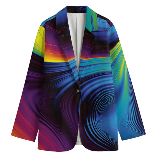 Colorful Psychedelic Print Women's Cotton Blazer