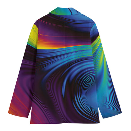 Colorful Psychedelic Print Women's Cotton Blazer