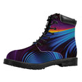 Colorful Psychedelic Print Padded Collar Lace Up Boots