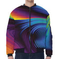 Colorful Psychedelic Print Zip Sleeve Bomber Jacket