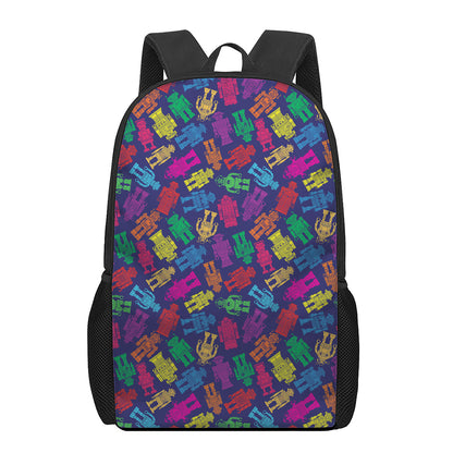 Colorful Robot Pattern Print 17 Inch Backpack