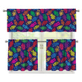 Colorful Robot Pattern Print 3 Piece Kitchen Curtains