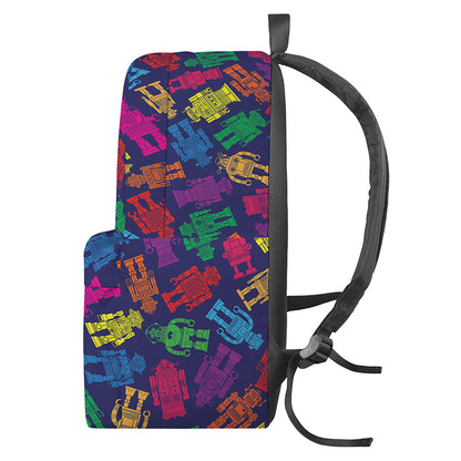 Colorful Robot Pattern Print Backpack