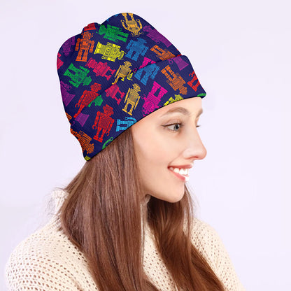 Colorful Robot Pattern Print Beanie