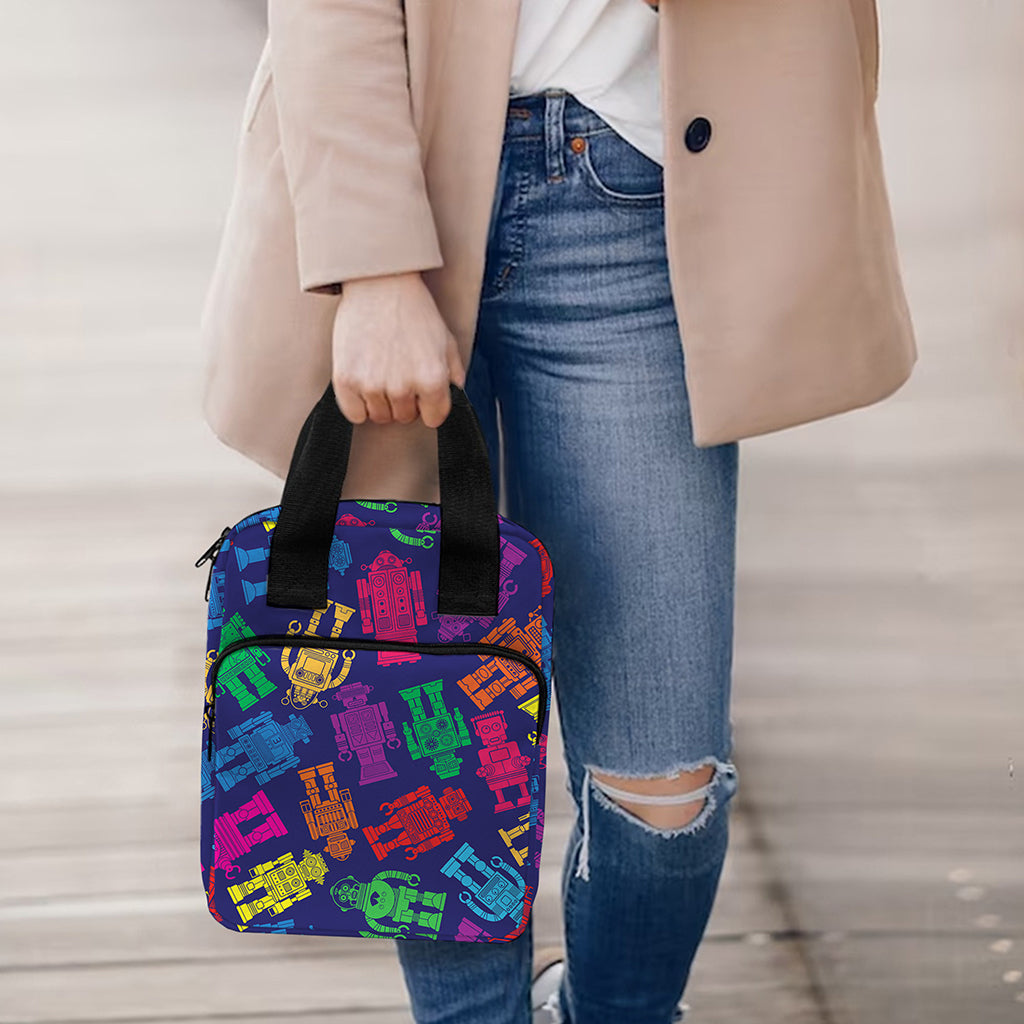 Colorful Robot Pattern Print Bible Tote Bag