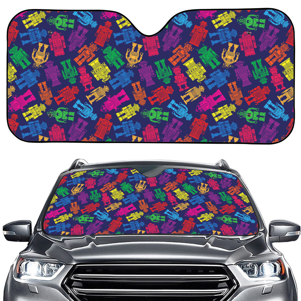 Colorful Robot Pattern Print Car Windshield Sun Shade
