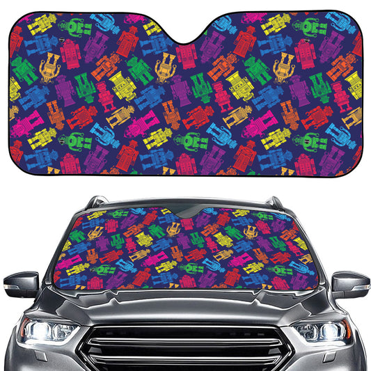 Colorful Robot Pattern Print Car Windshield Sun Shade