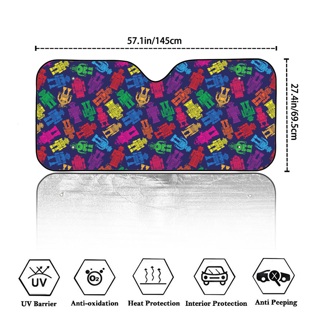 Colorful Robot Pattern Print Car Windshield Sun Shade