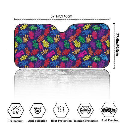 Colorful Robot Pattern Print Car Windshield Sun Shade