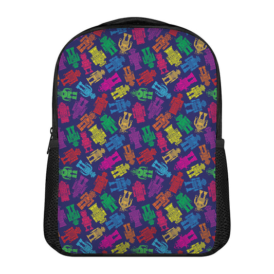 Colorful Robot Pattern Print Casual Backpack