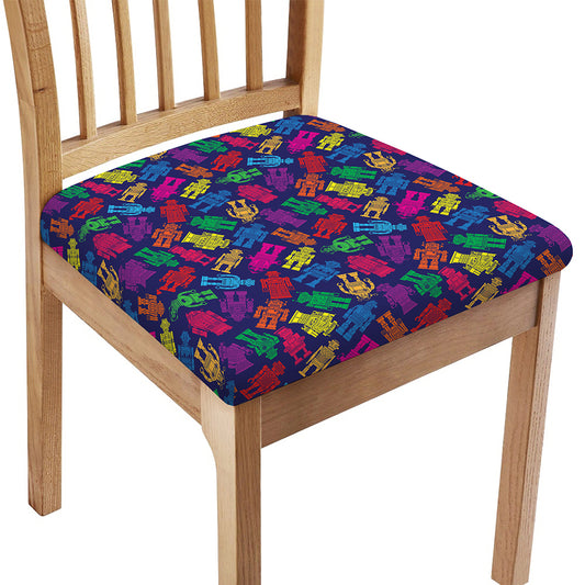 Colorful Robot Pattern Print Chair Cushion Cover