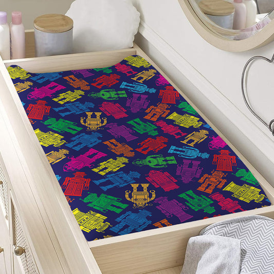 Colorful Robot Pattern Print Changing Pad Cover