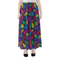 Colorful Robot Pattern Print Chiffon Maxi Skirt