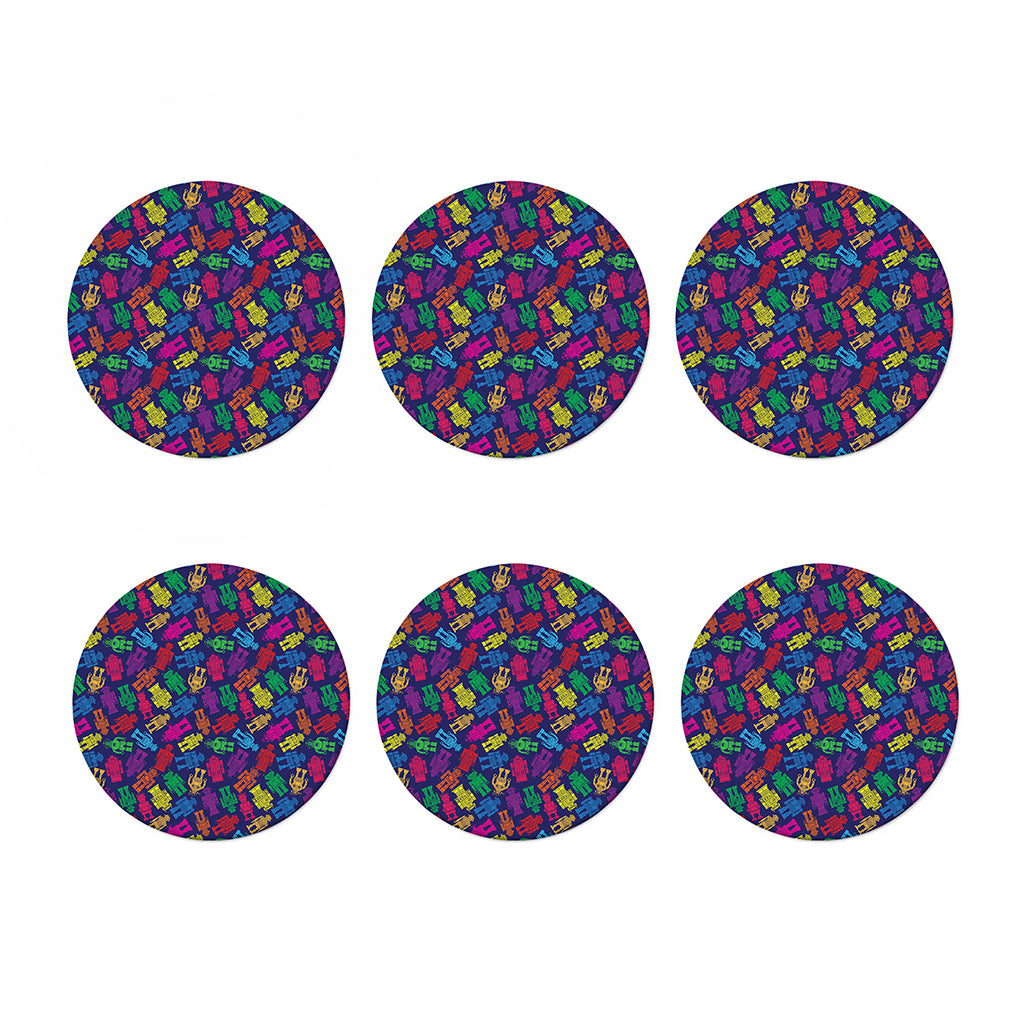 Colorful Robot Pattern Print Coaster Set