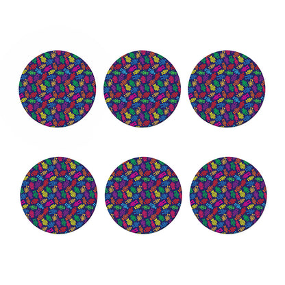 Colorful Robot Pattern Print Coaster Set
