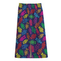 Colorful Robot Pattern Print Cotton Front Slit Maxi Skirt