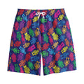 Colorful Robot Pattern Print Cotton Shorts