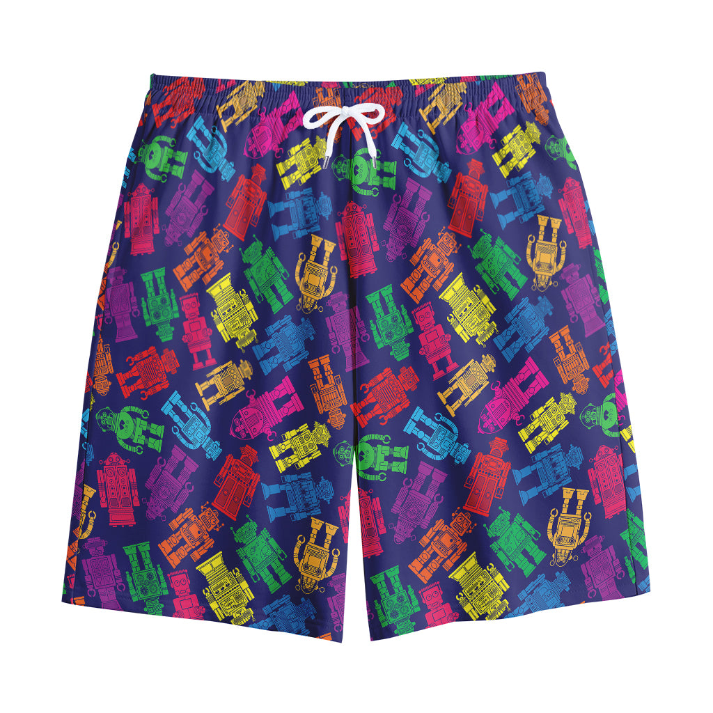 Colorful Robot Pattern Print Cotton Shorts
