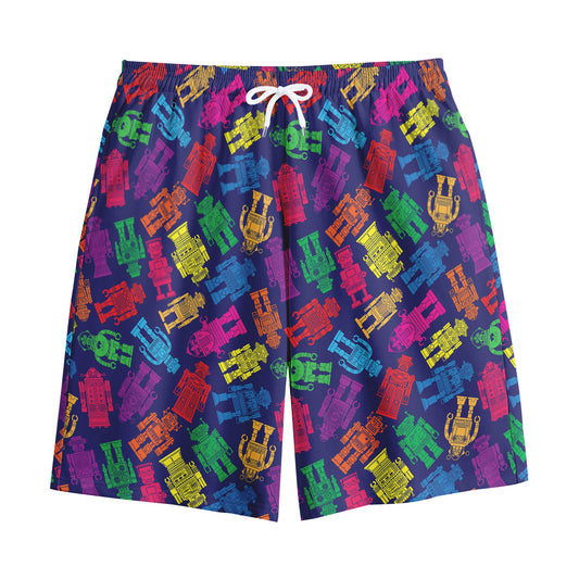 Colorful Robot Pattern Print Cotton Shorts