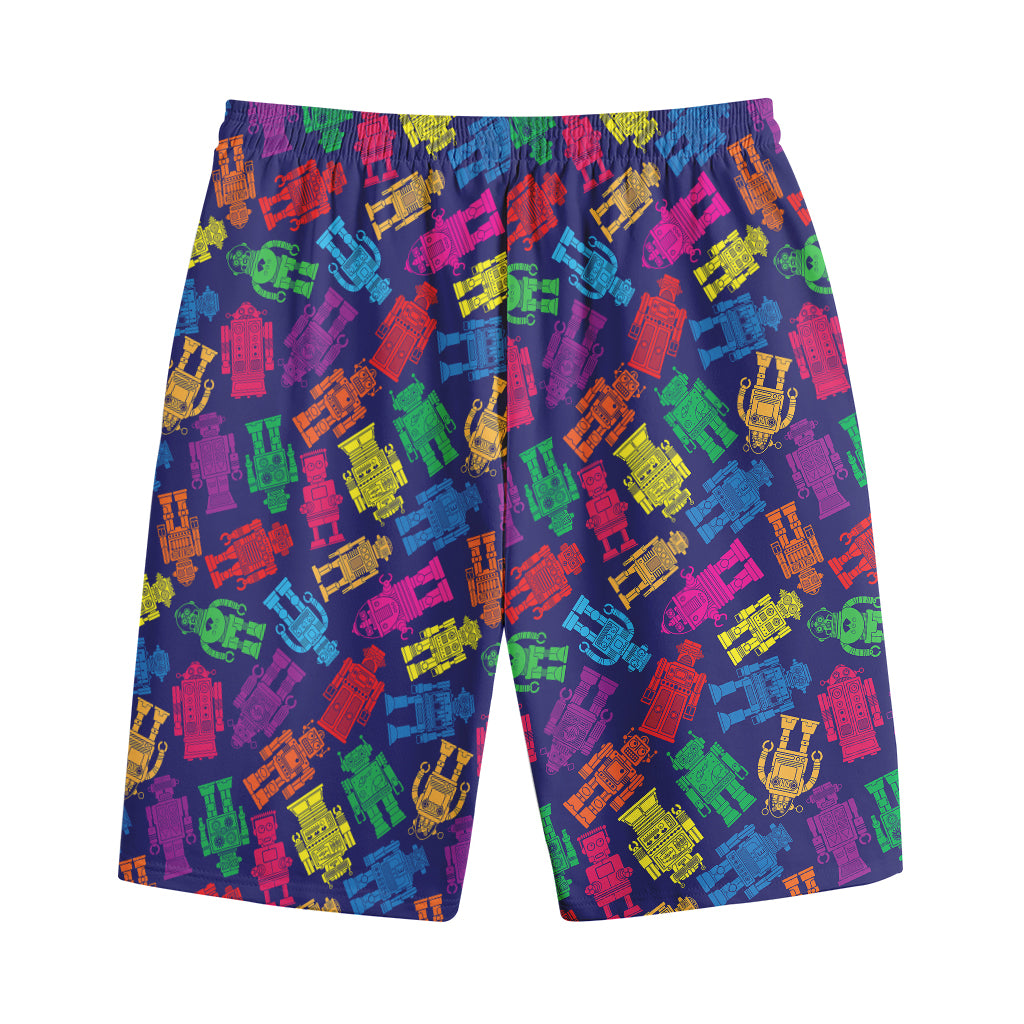 Colorful Robot Pattern Print Cotton Shorts