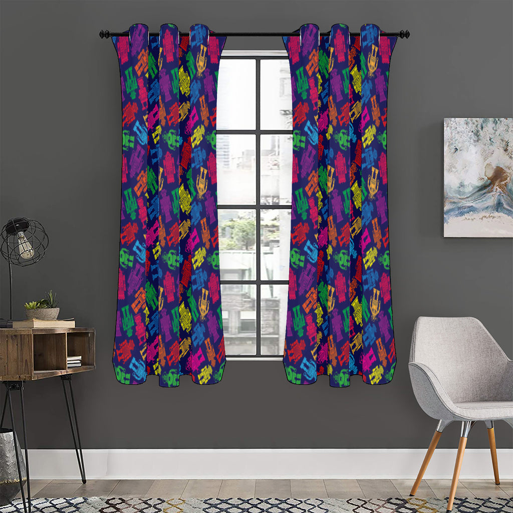 Colorful Robot Pattern Print Curtain