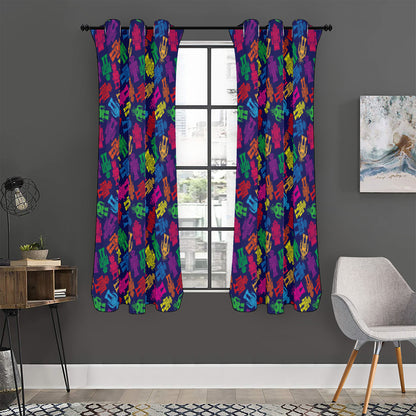 Colorful Robot Pattern Print Curtain