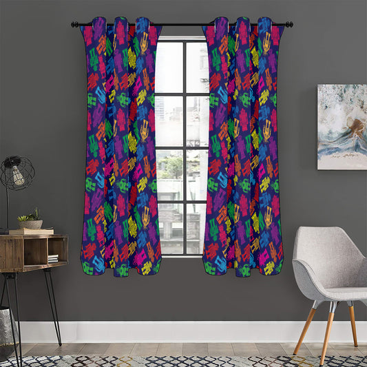 Colorful Robot Pattern Print Curtain