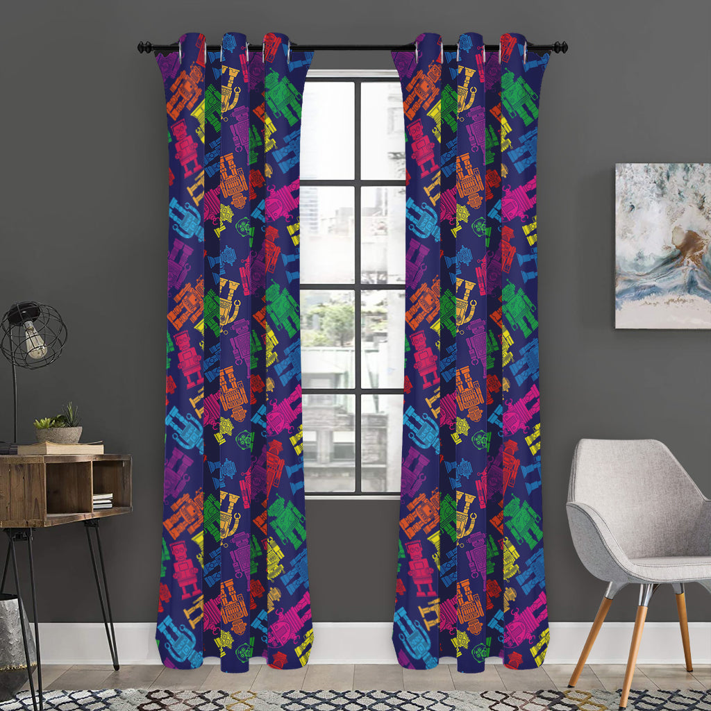 Colorful Robot Pattern Print Curtain