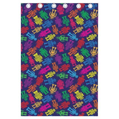 Colorful Robot Pattern Print Curtain