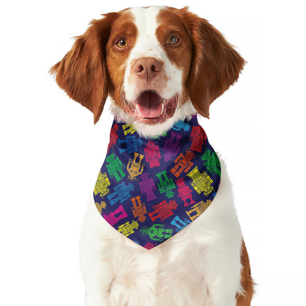 Colorful Robot Pattern Print Dog Bandana