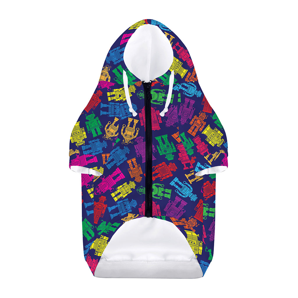 Colorful Robot Pattern Print Dog Zip Up Hoodie