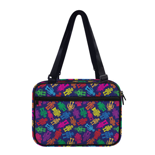 Colorful Robot Pattern Print Double Strap Bible Bag