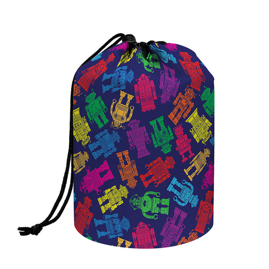 Colorful Robot Pattern Print Drawstring Makeup Bag