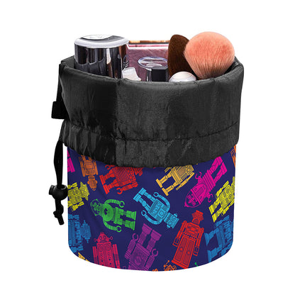 Colorful Robot Pattern Print Drawstring Makeup Bag