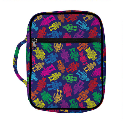 Colorful Robot Pattern Print Front Pocket Bible Bag