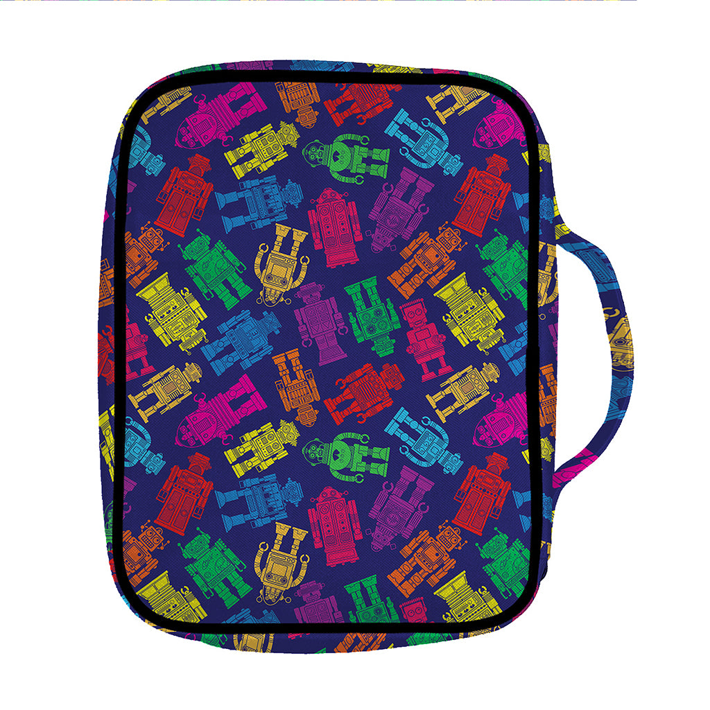 Colorful Robot Pattern Print Front Pocket Bible Bag