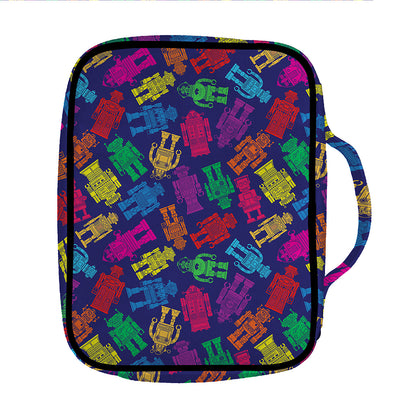 Colorful Robot Pattern Print Front Pocket Bible Bag