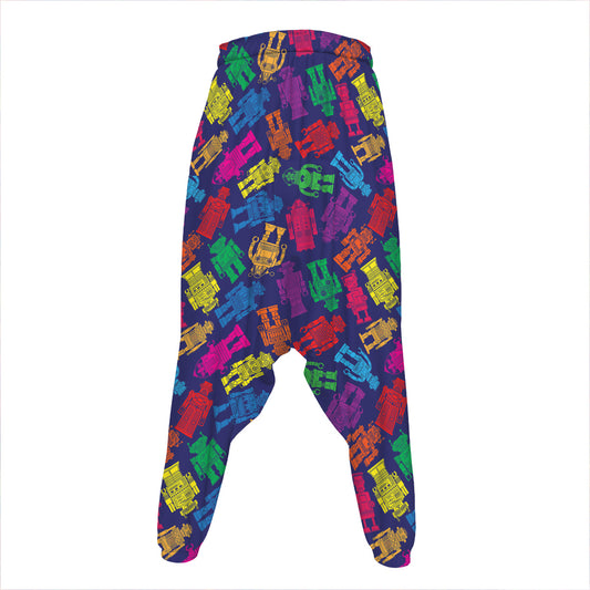 Colorful Robot Pattern Print Hammer Pants