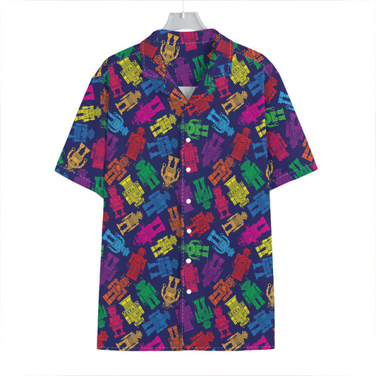 Colorful Robot Pattern Print Hawaiian Shirt