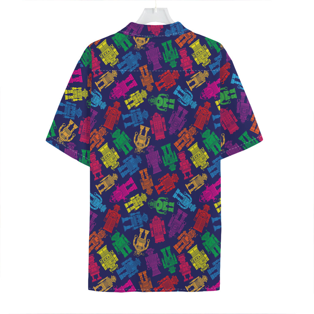Colorful Robot Pattern Print Hawaiian Shirt