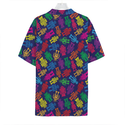 Colorful Robot Pattern Print Hawaiian Shirt