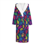 Colorful Robot Pattern Print Hooded Bathrobe