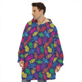 Colorful Robot Pattern Print Hoodie Blanket