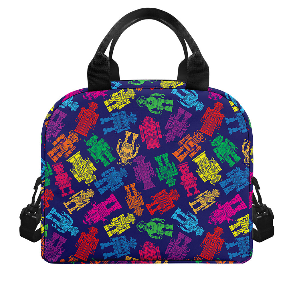 Colorful Robot Pattern Print Insulated Lunch Bag